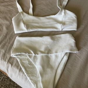White Ribbed Bikini Set